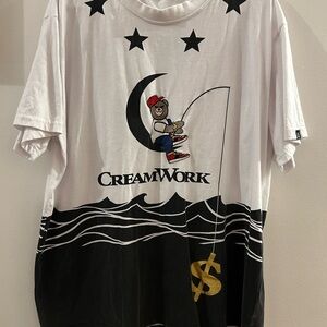 Imperious CreamWork Bear on the Moon Fishing $ T-Shirt White Men’s 2XL